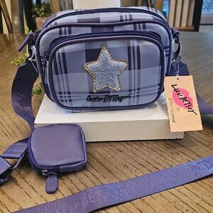 Blue Plaid Star Crossbody Betsey Johnson NWT